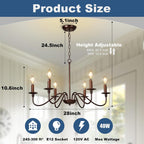 Chandelier Light Fixture: 6-Light Modern Farmhouse Dining Room