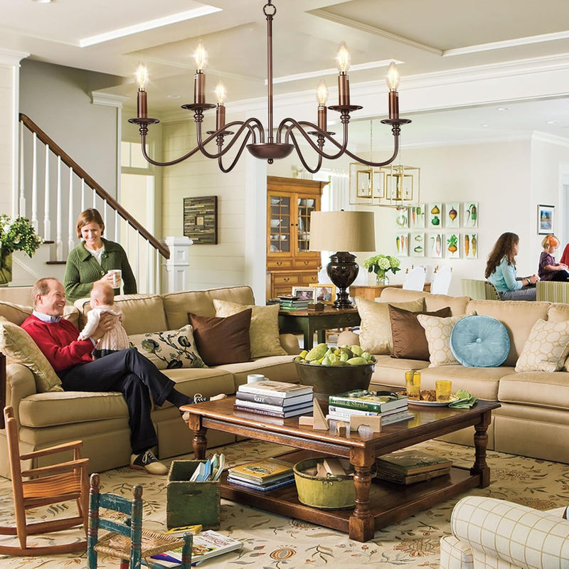 Chandelier Light Fixture: 6-Light Modern Farmhouse Dining Room