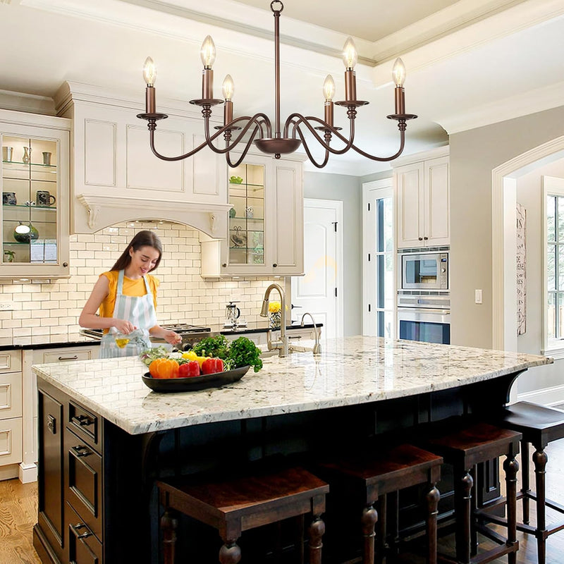 Chandelier Light Fixture: 6-Light Modern Farmhouse Dining Room