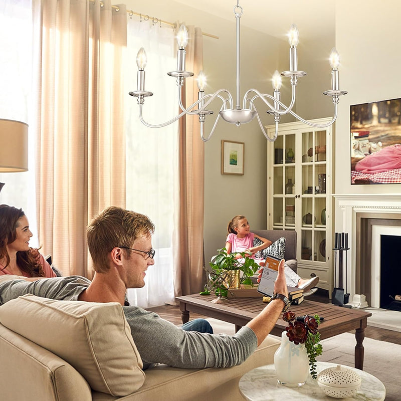 Chandelier Light Fixture: 6-Light Modern Farmhouse Dining Room