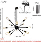 Chandelier Modern Brass Pendant Ceiling Light 12 Lights