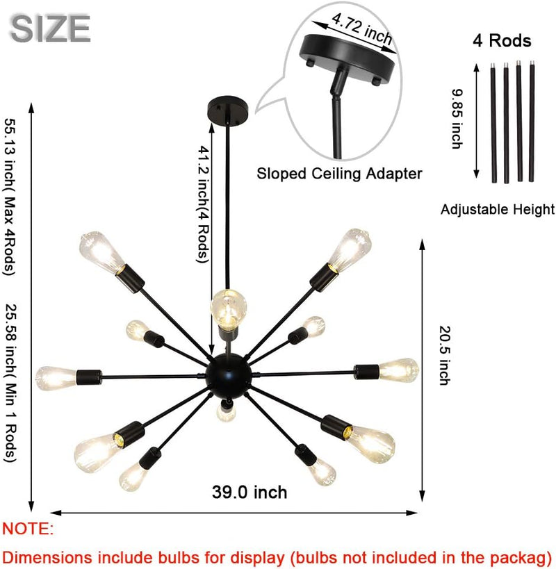 Chandelier Modern Brass Pendant Ceiling Light 12 Lights