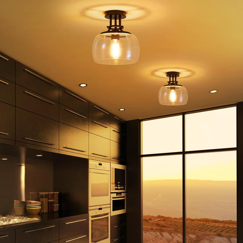Chandelier Rustic Farmhouse Industrial Round Ceiling Pendant LED
