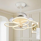 Chandelier with Fan Modern: 8 Lights Milky Globe