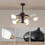 Chandelier with Fan Modern: 8 Lights Milky Globe