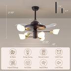 Chandelier with Fan Modern: 8 Lights Milky Globe