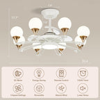 Chandelier with Fan Modern: 8 Lights Milky Globe