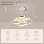 Chandelier with Fan Modern: 8 Lights Milky Globe