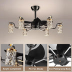 Chandelier with Fan Modern: 8 Lights Milky Globe