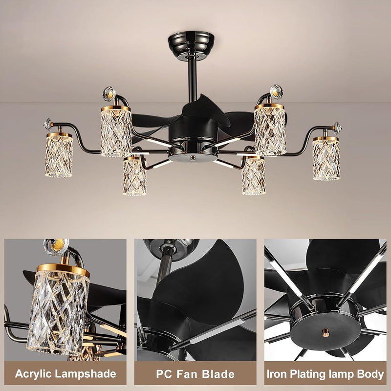 Chandelier with Fan Modern: 8 Lights Milky Globe