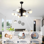 Chandelier with Fan Modern: 8 Lights Milky Globe