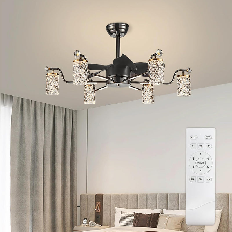 Chandelier with Fan Modern: 8 Lights Milky Globe