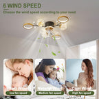 Chandelier with Fan Modern: 8 Lights Milky Globe