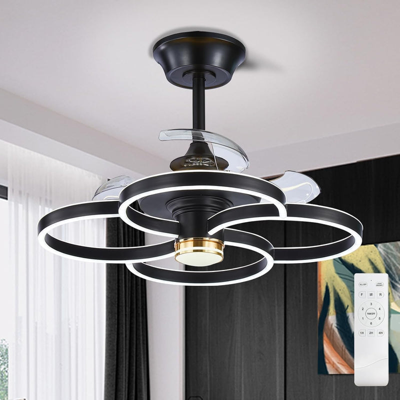 Chandelier with Fan Modern: 8 Lights Milky Globe