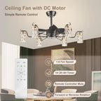 Chandelier with Fan Modern: 8 Lights Milky Globe