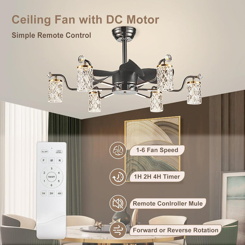 Chandelier with Fan Modern: 8 Lights Milky Globe
