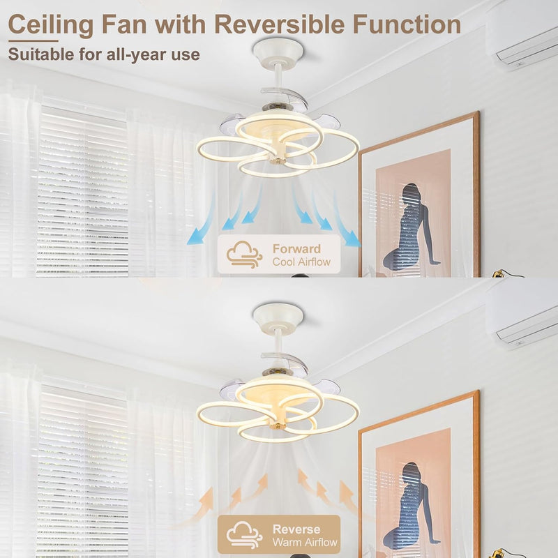 Chandelier with Fan Modern: 8 Lights Milky Globe
