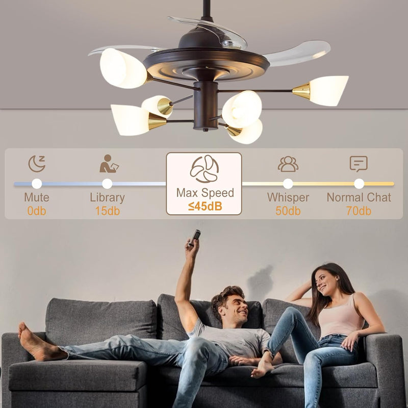Chandelier with Fan Modern: 8 Lights Milky Globe