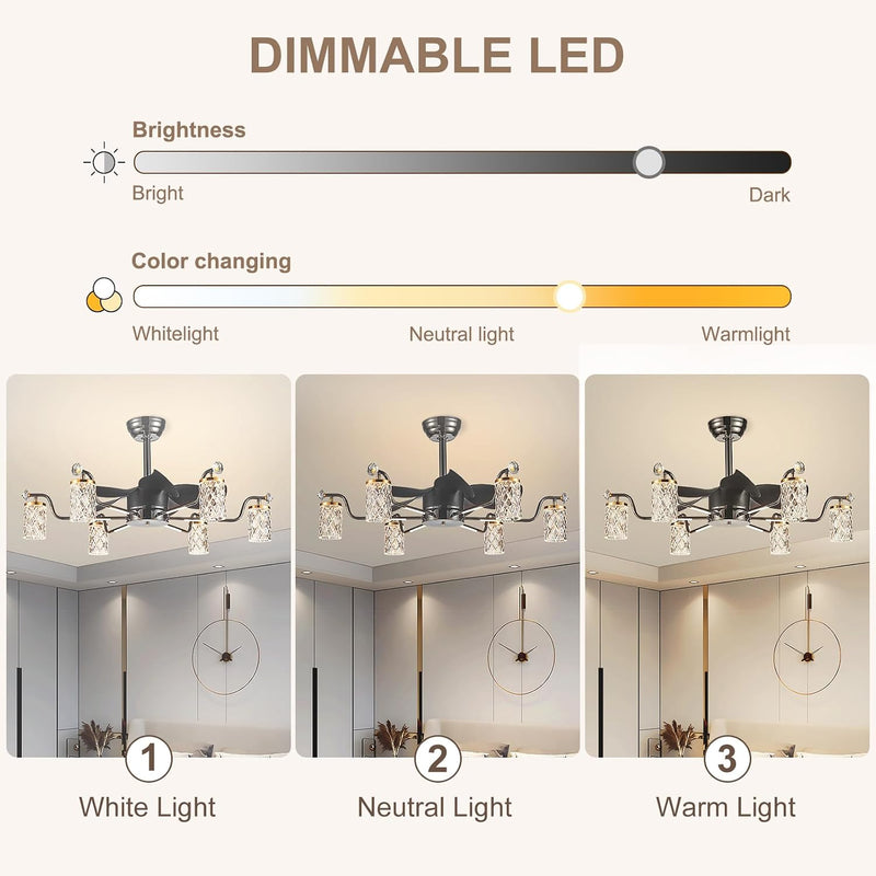 Chandelier with Fan Modern: 8 Lights Milky Globe