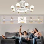 Chandelier with Fan Modern: 8 Lights Milky Globe