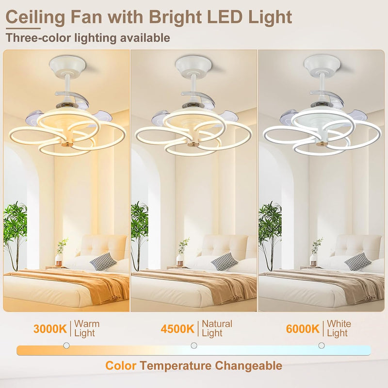 Chandelier with Fan Modern: 8 Lights Milky Globe