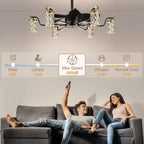 Chandelier with Fan Modern: 8 Lights Milky Globe