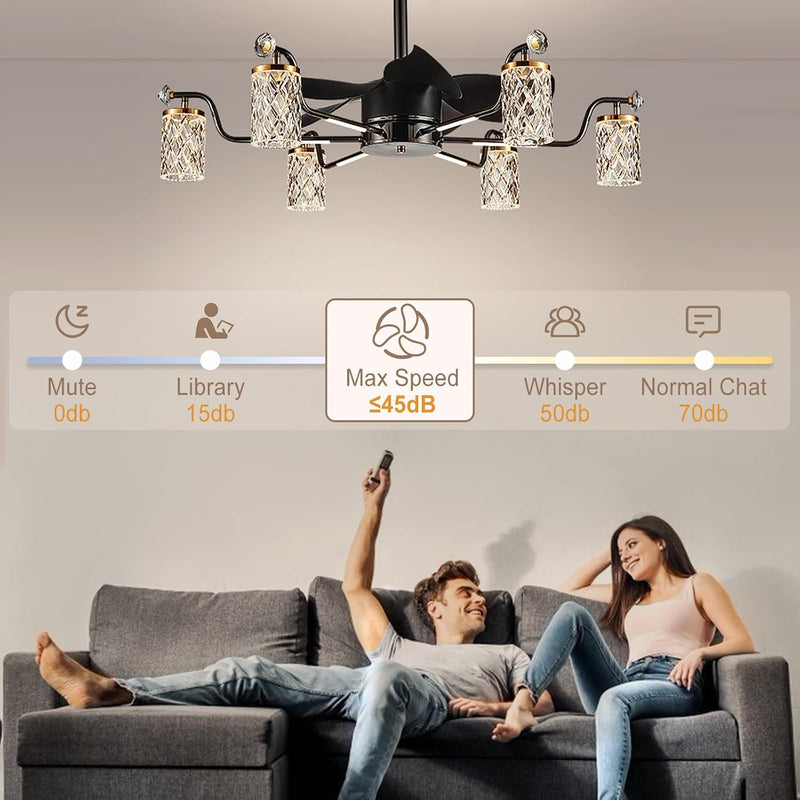 Chandelier with Fan Modern: 8 Lights Milky Globe