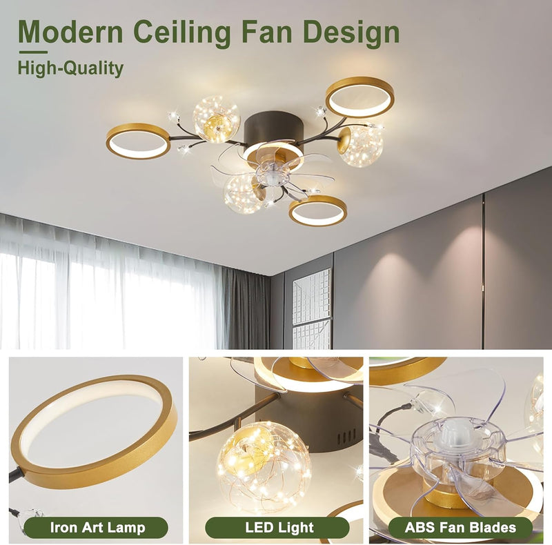 Chandelier with Fan Modern: 8 Lights Milky Globe
