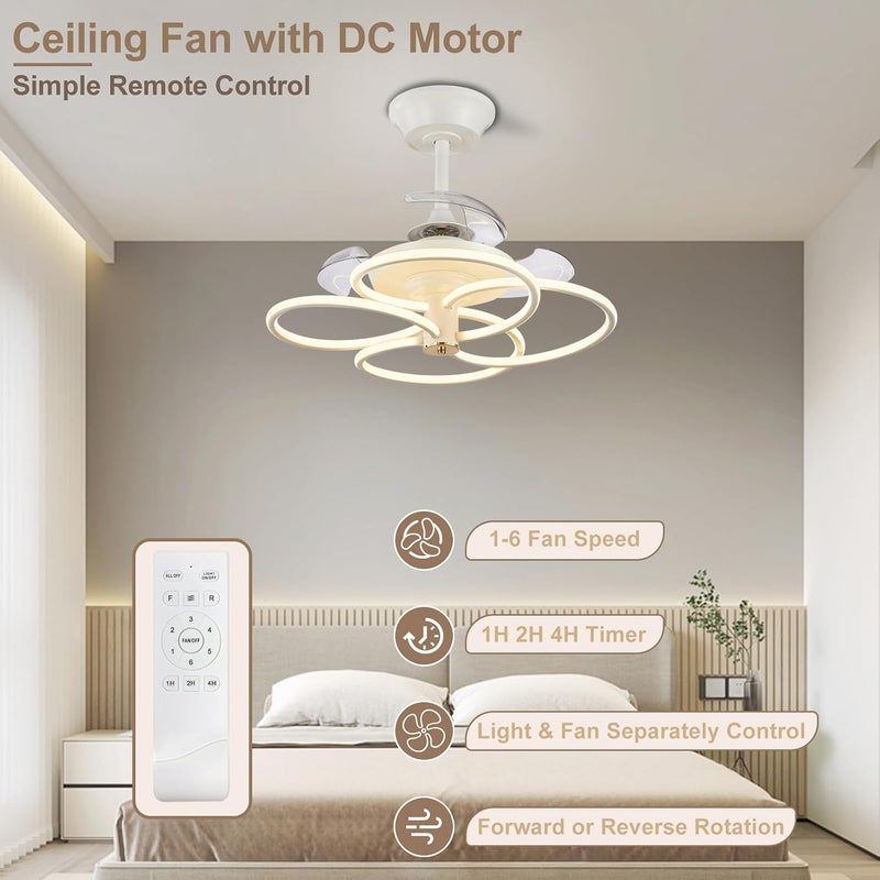 Chandelier with Fan Modern: 8 Lights Milky Globe