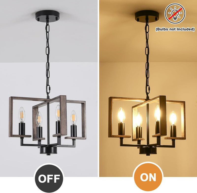 Chandeliers Ceiling Light 15” Imitation Wood Grain Pendant