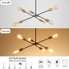 Chandeliers Ceiling Light 6 Lights Sputnik Height Adjustable