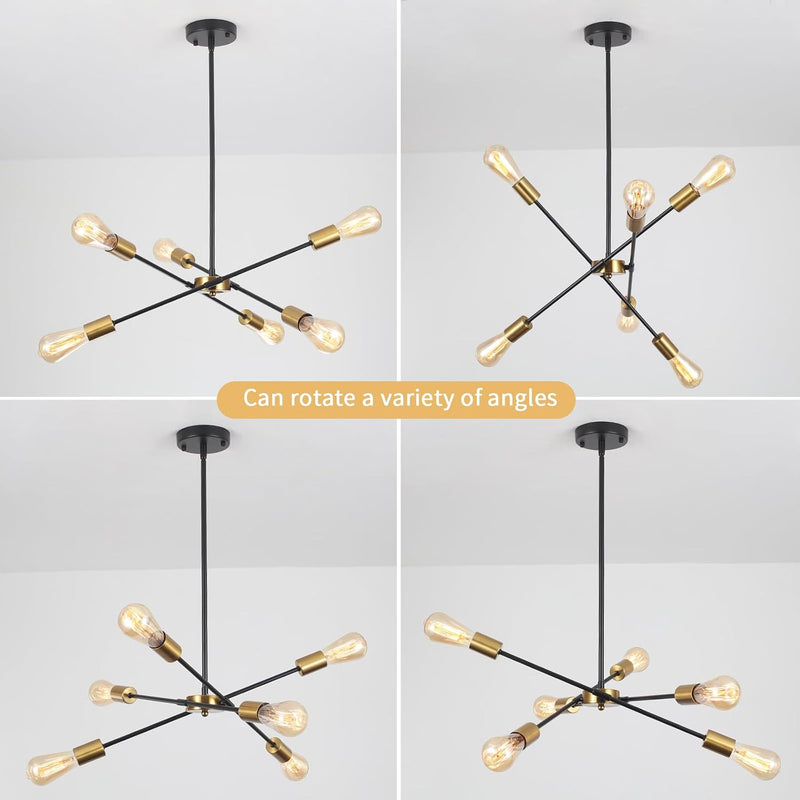 Chandeliers Ceiling Light 6 Lights Sputnik Height Adjustable
