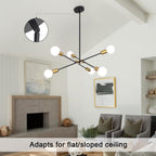 Chandeliers Ceiling Light 6 Lights Sputnik Height Adjustable