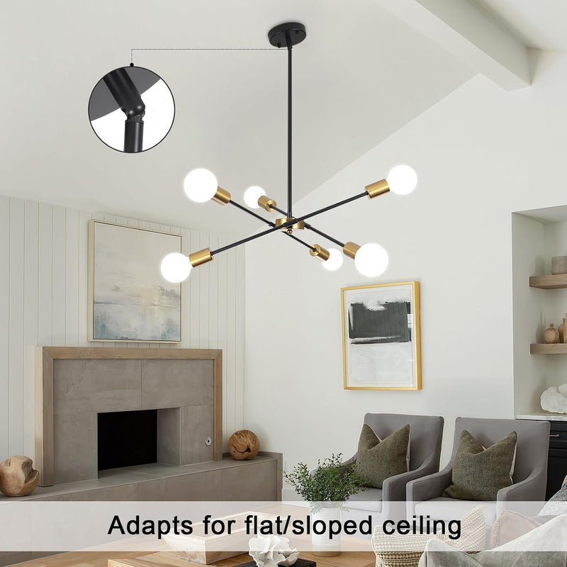 Chandeliers Ceiling Light 6 Lights Sputnik Height Adjustable