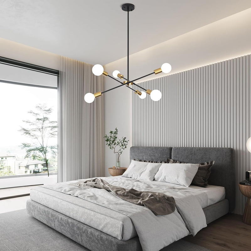 Chandeliers Ceiling Light 6 Lights Sputnik Height Adjustable