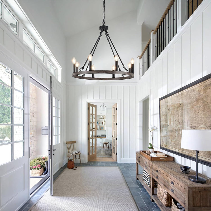 Chandeliers Ceiling Light 8 Lights Wagon Wheel Chandelier