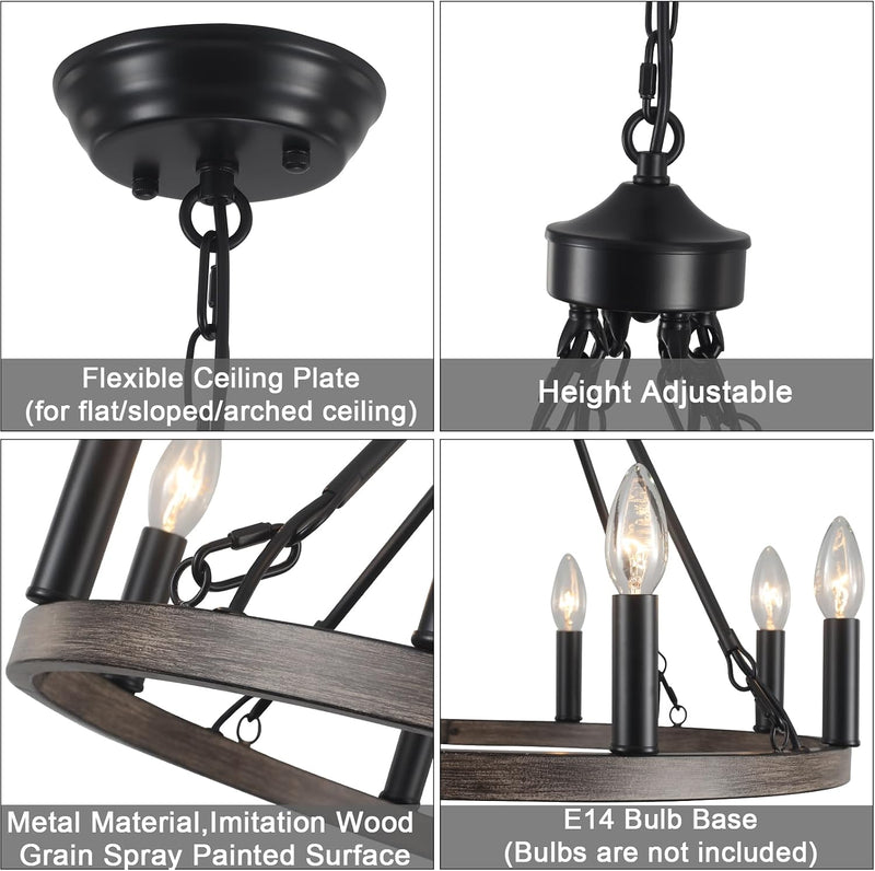 Chandeliers Ceiling Light 8 Lights Wagon Wheel Chandelier