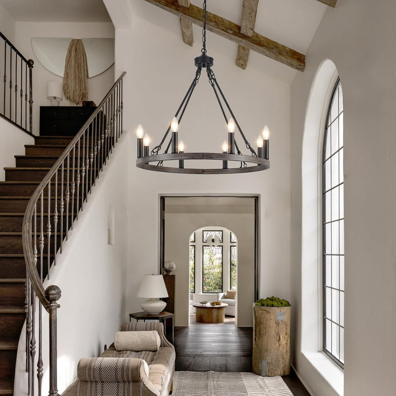 Chandeliers Ceiling Light 8 Lights Wagon Wheel Chandelier