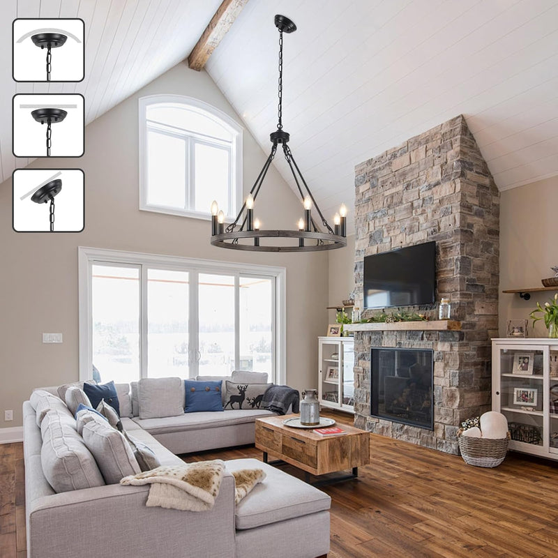 Chandeliers Ceiling Light 8 Lights Wagon Wheel Chandelier