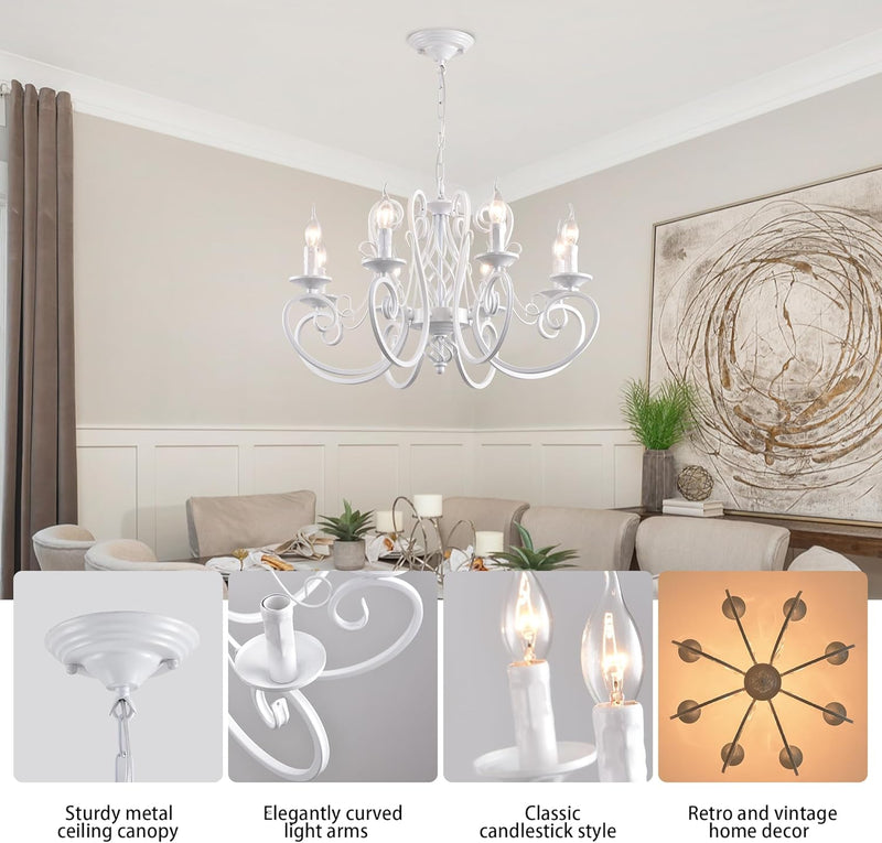 French Country Chandelier Shabby Chic Vintage 8 Lights