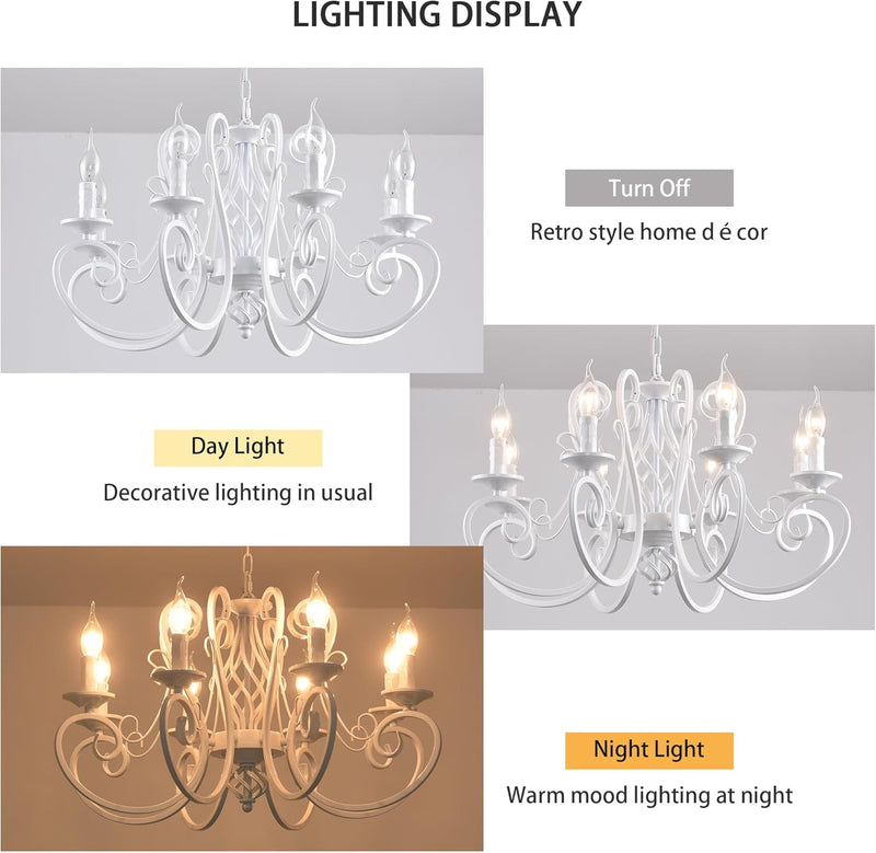 French Country Chandelier Shabby Chic Vintage 8 Lights