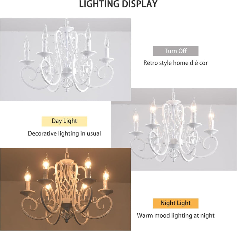 French Country Chandelier Shabby Chic Vintage 8 Lights