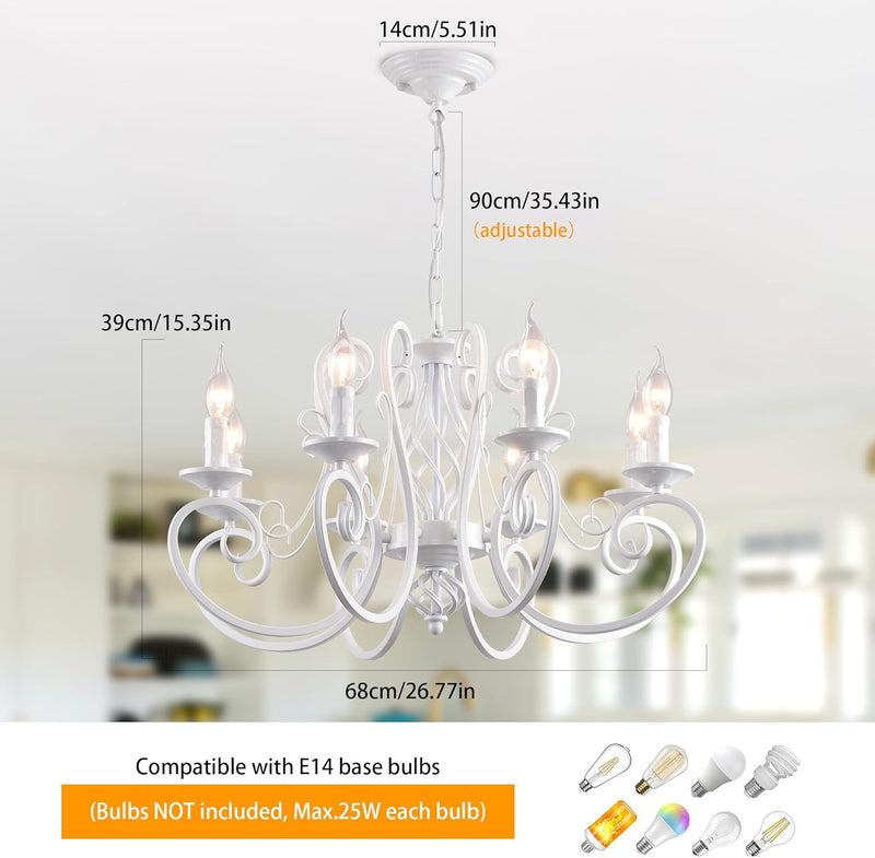 French Country Chandelier Shabby Chic Vintage 8 Lights