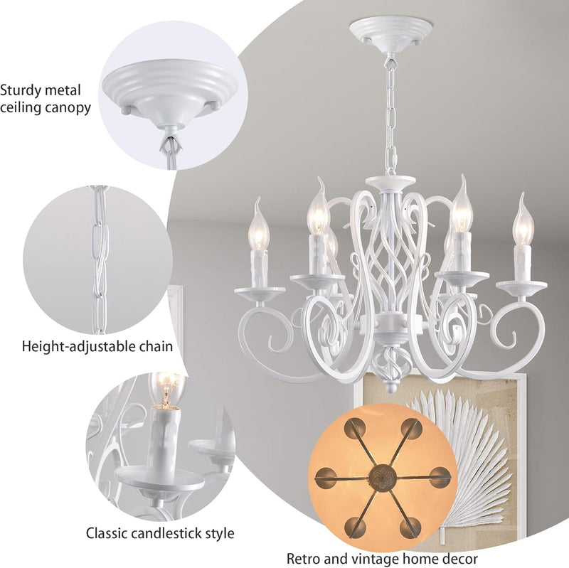 French Country Chandelier Shabby Chic Vintage 8 Lights