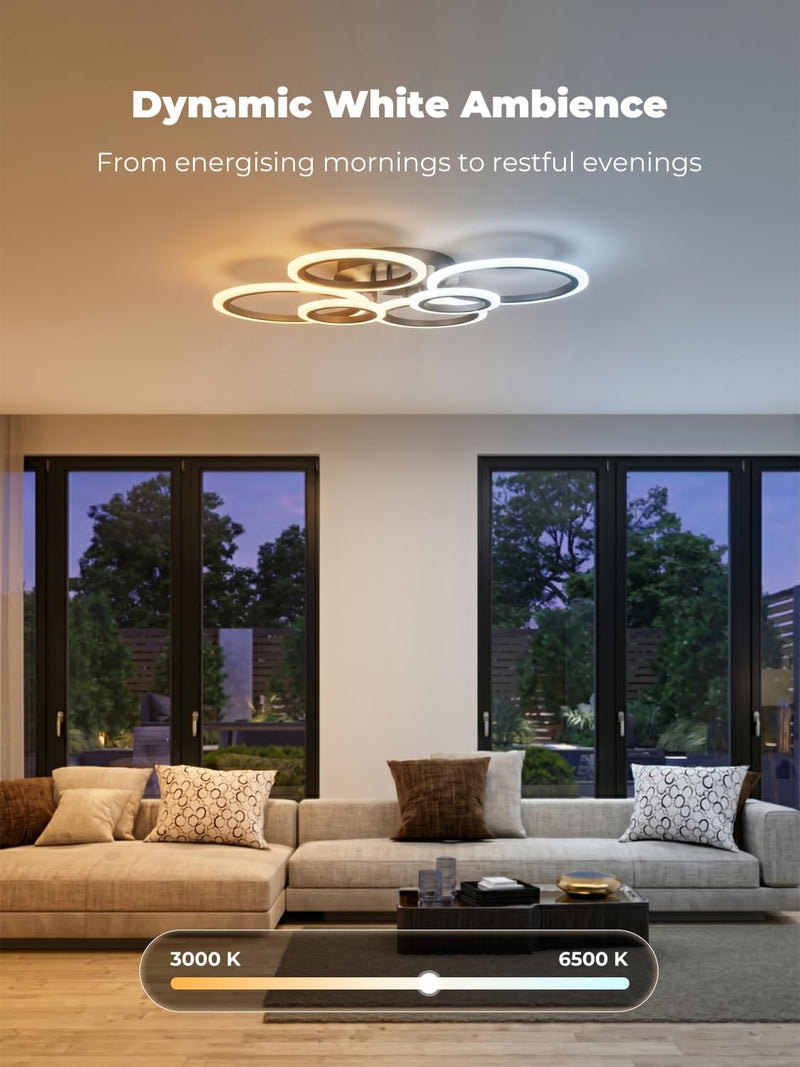 Chandeliers Ceiling Light with Remote App 6 Rings