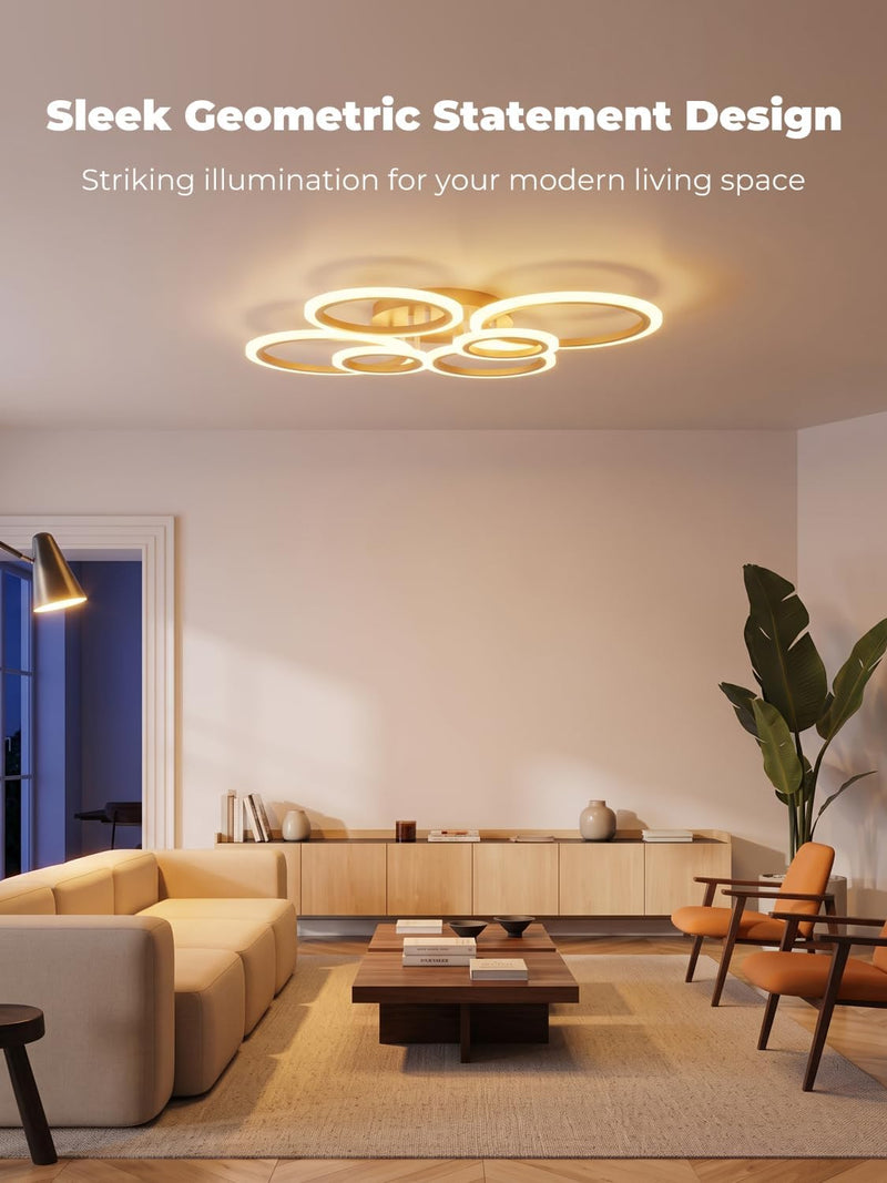 Chandeliers Ceiling Light with Remote App 6 Rings