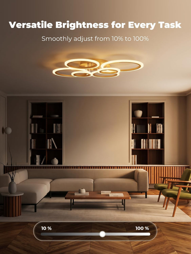 Chandeliers Ceiling Light with Remote App 6 Rings