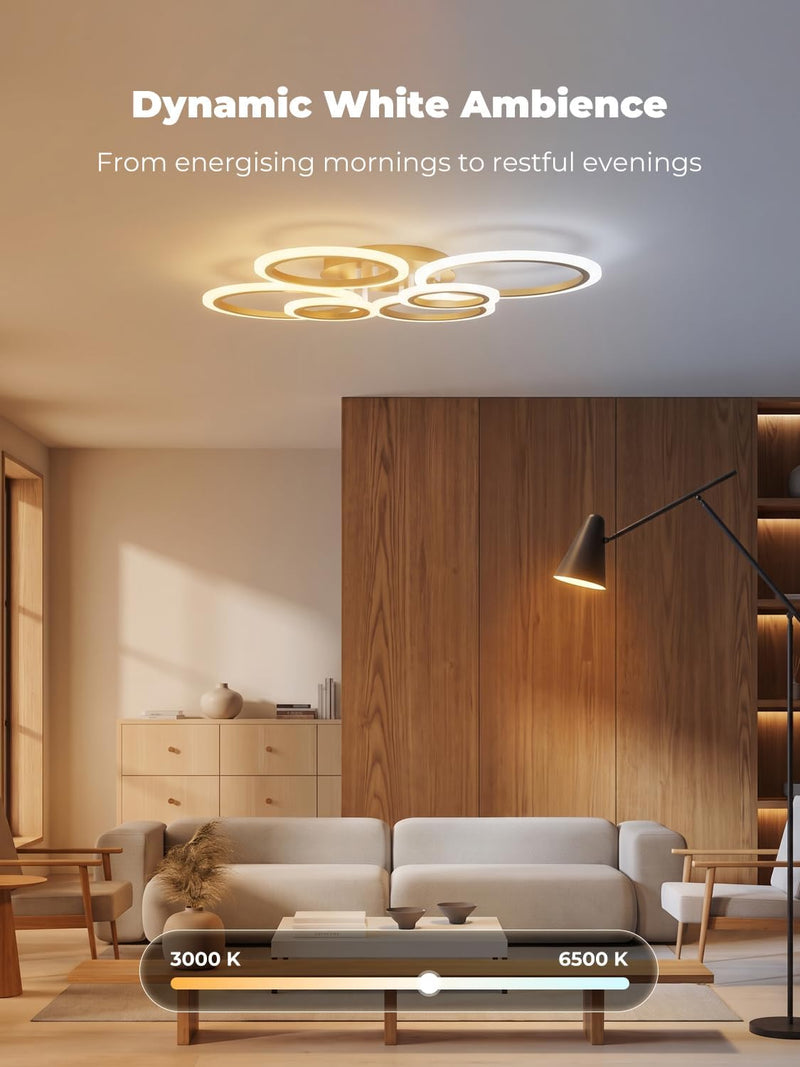 Chandeliers Ceiling Light with Remote App 6 Rings