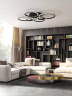 Chandeliers Ceiling Light with Remote App 6 Rings