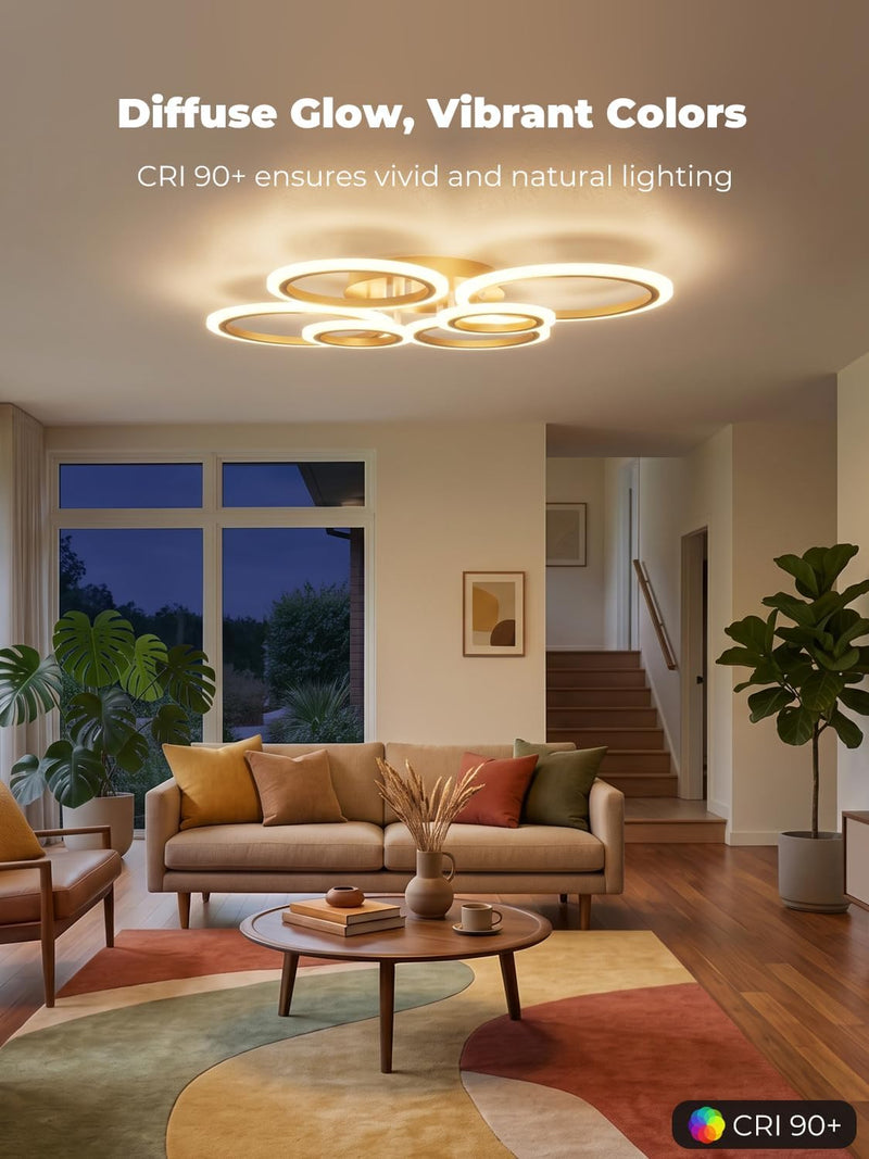 Chandeliers Ceiling Light with Remote App 6 Rings